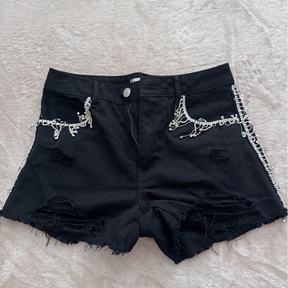 Rue21 Black Jean Shorts with Silver Accents